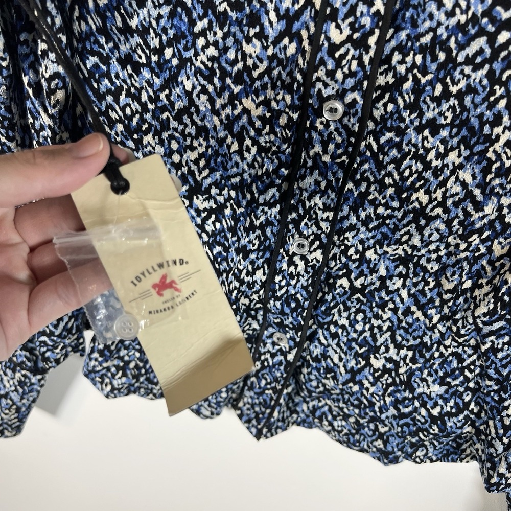 IDYLLWIND‎ by Miranda Lambert Blue Long Sleeve Tassel Button Up Size Large Small - Picture 7 of 10